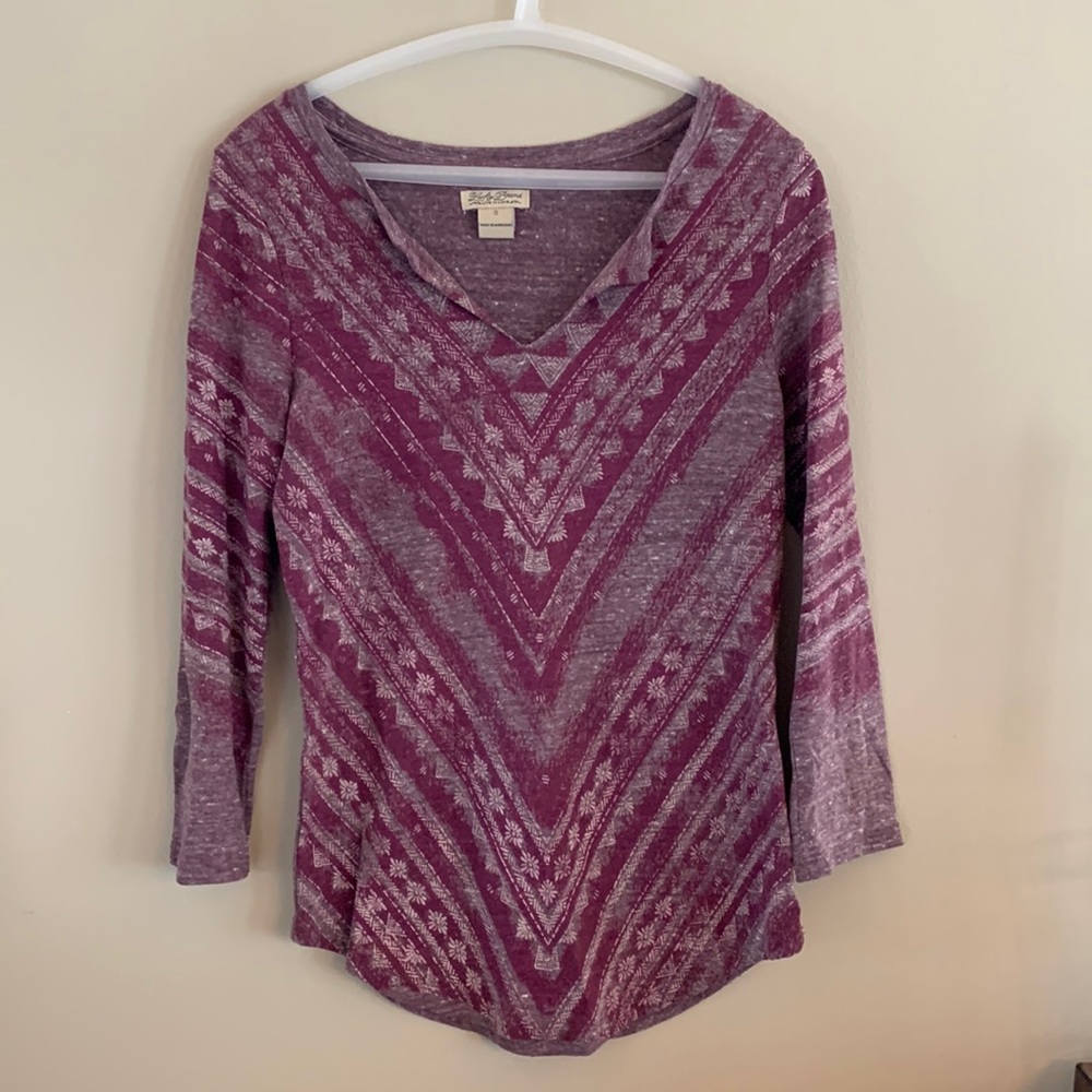 Lucky Brand Long Sleeved V Neck Top